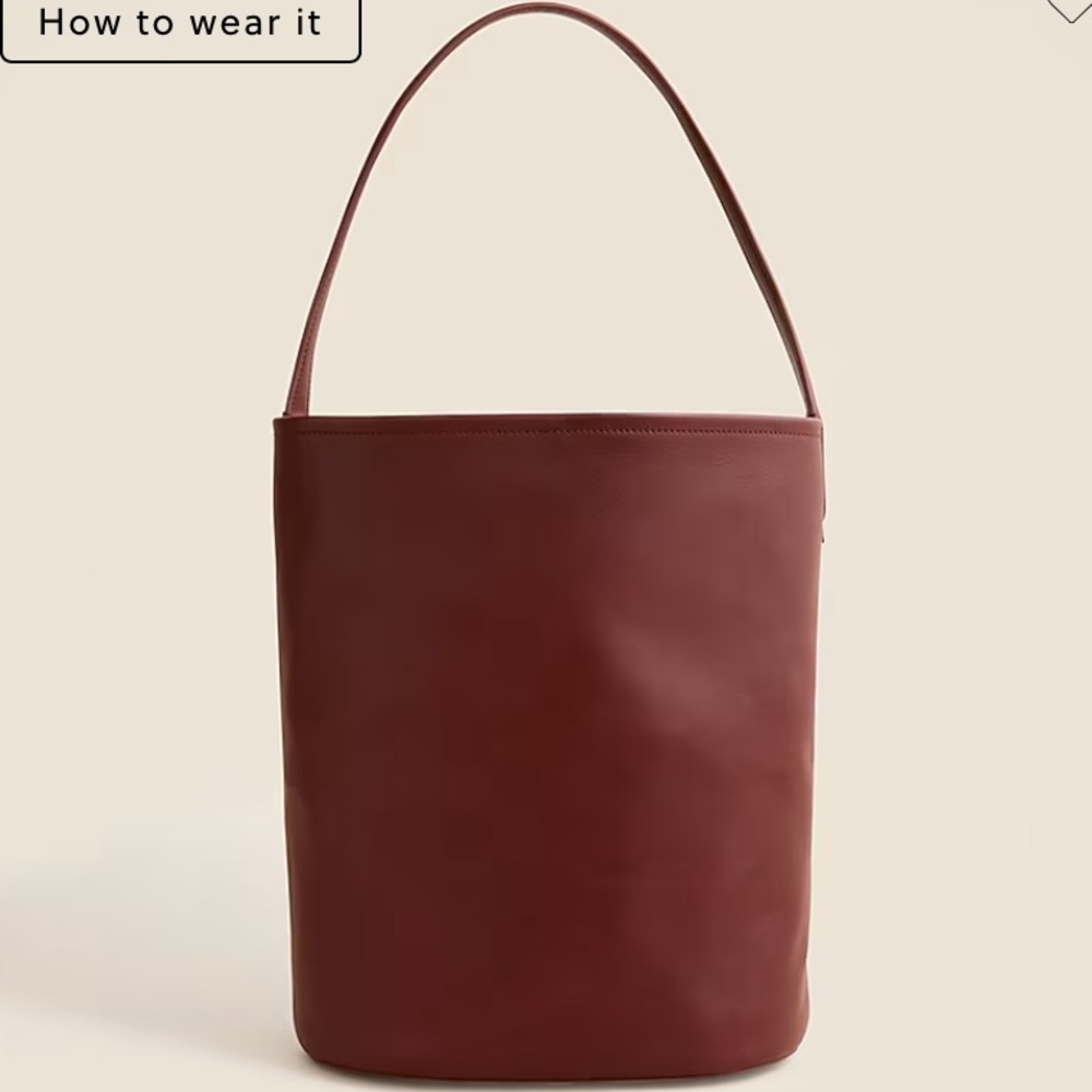 J. Crew Burgundy Leather Bucket Bag